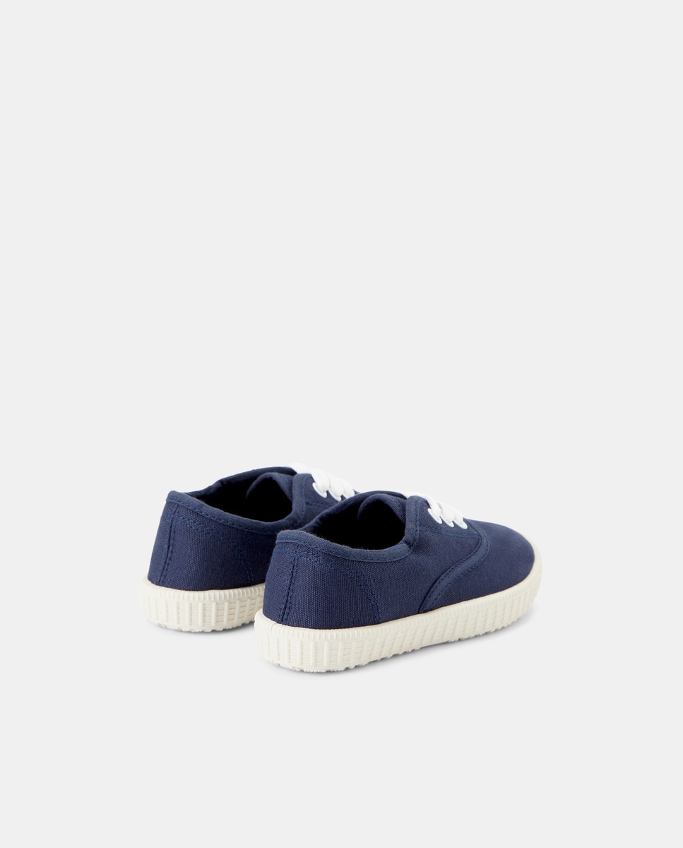 Lona bebés con cordones suela flexible Azul marino-3