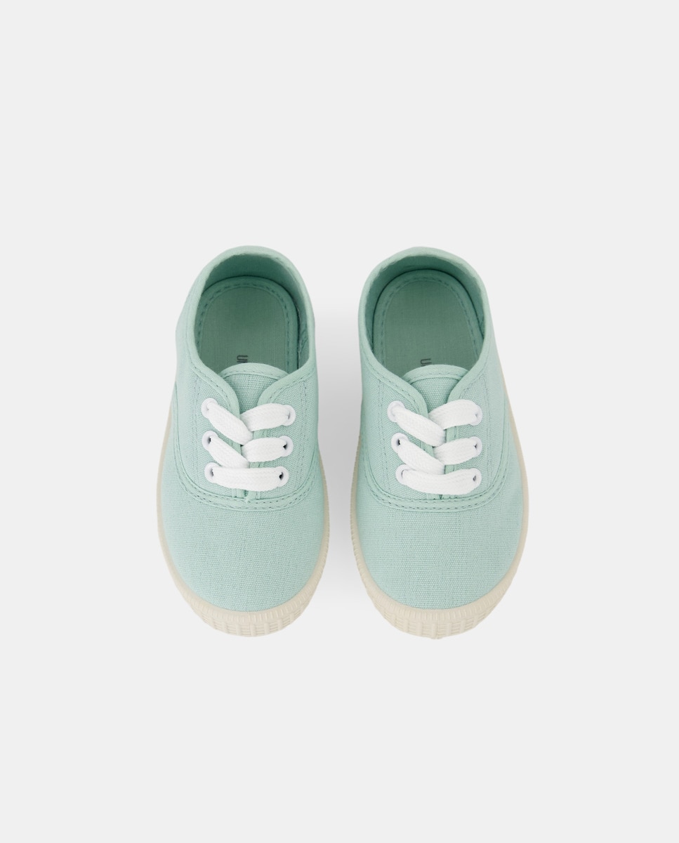 Lona bebés con cordones suela flexible Verde-4
