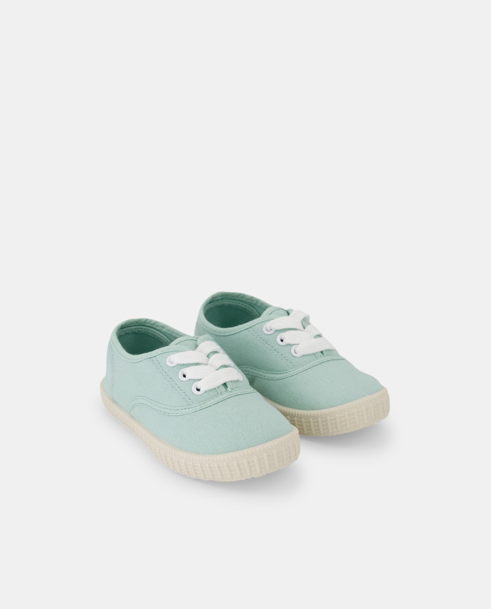 Lona bebés con cordones suela flexible Verde-2