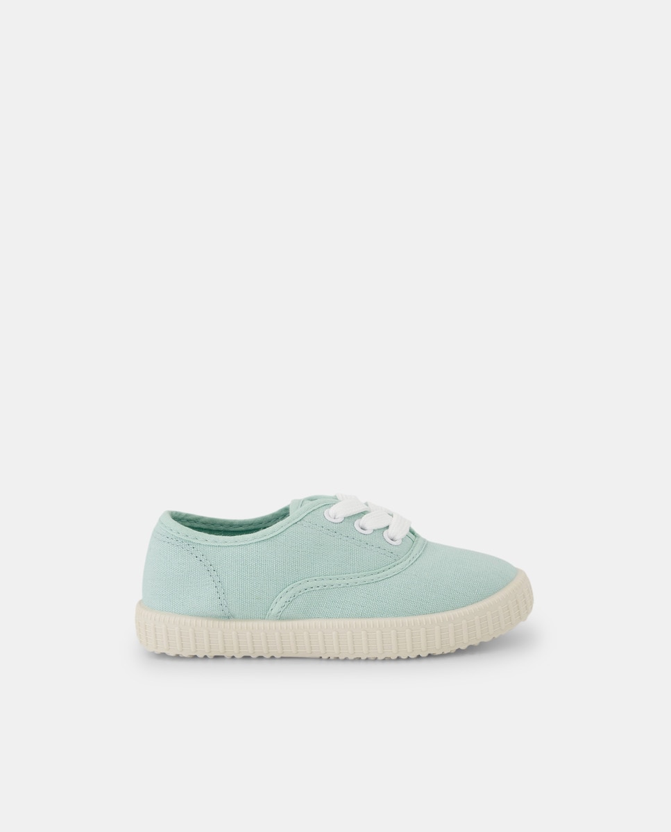 Lona bebés con cordones suela flexible Verde-1