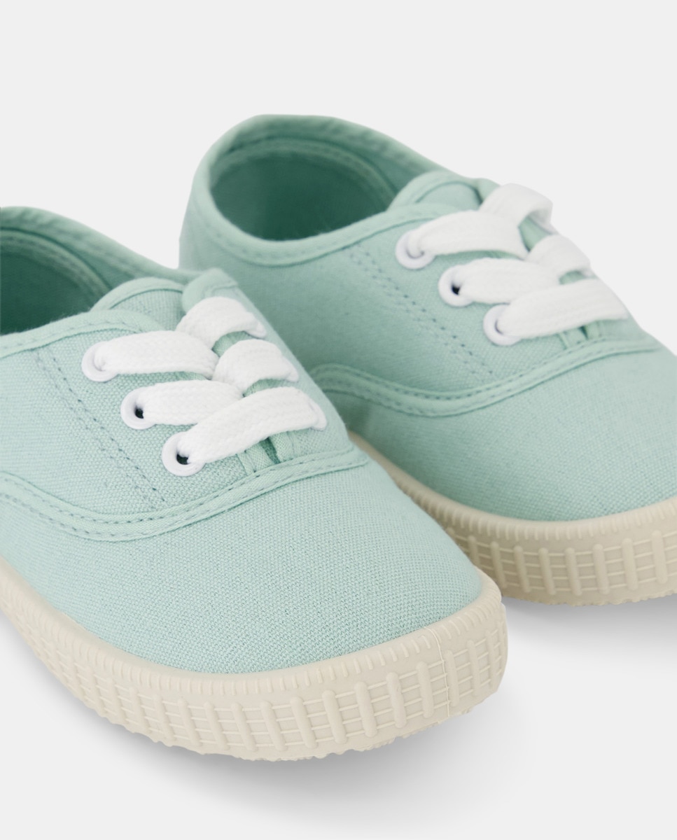 Lona bebés con cordones suela flexible Verde-5