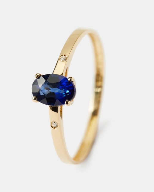 Imagen 0 de Anillo de oro diamante y zafiro