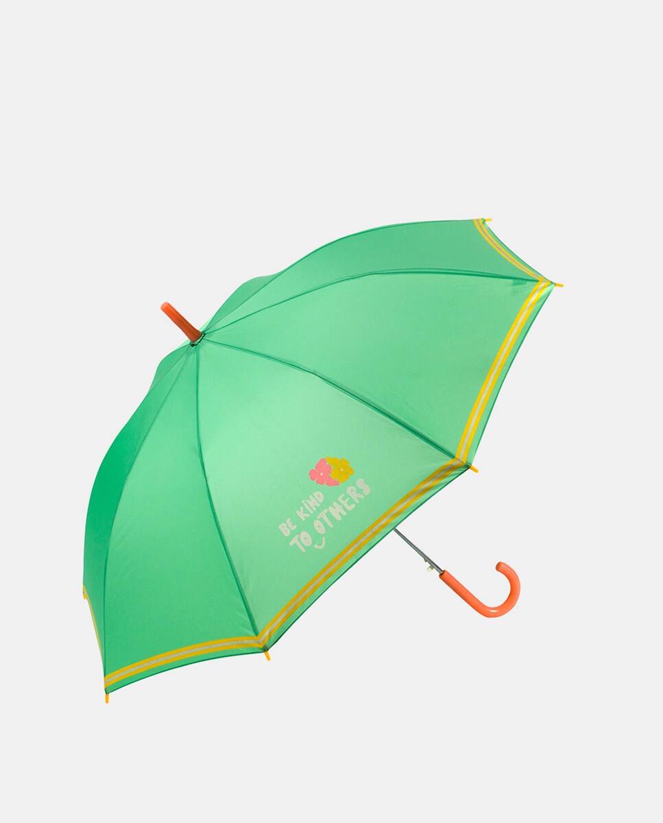 Guarda-Chuva Automático de Criança. Punho Curvo Verde-1
