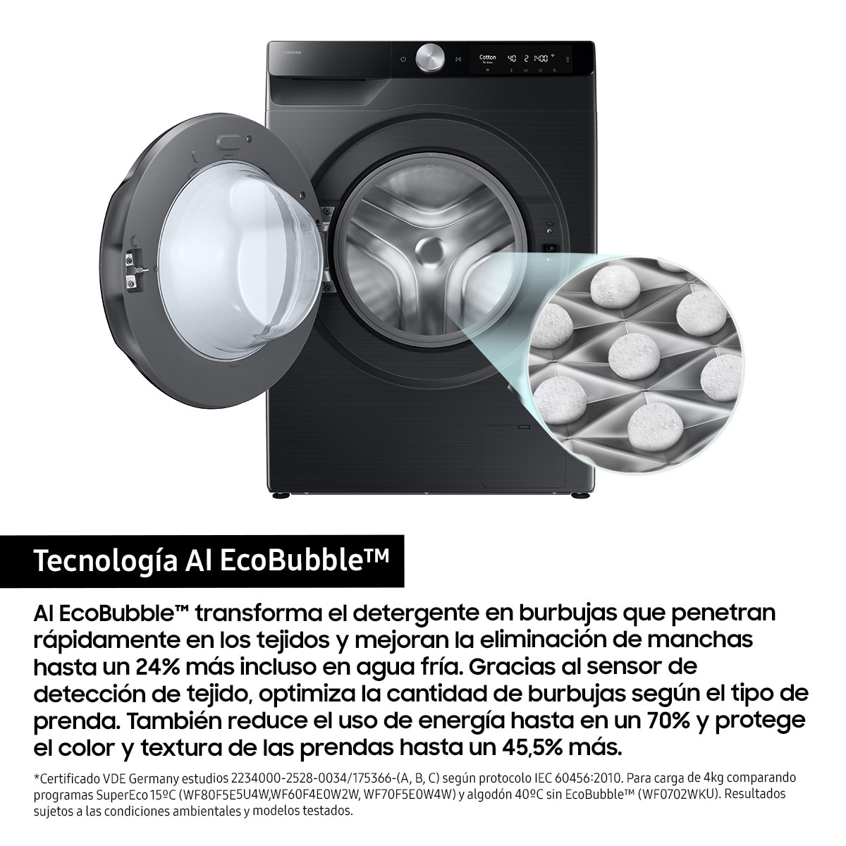 Lavadora Secadora Samsung 9kg/6kg con Autodosificación Clase D/A Negra WD90DG6B85BBU3 Negro-5