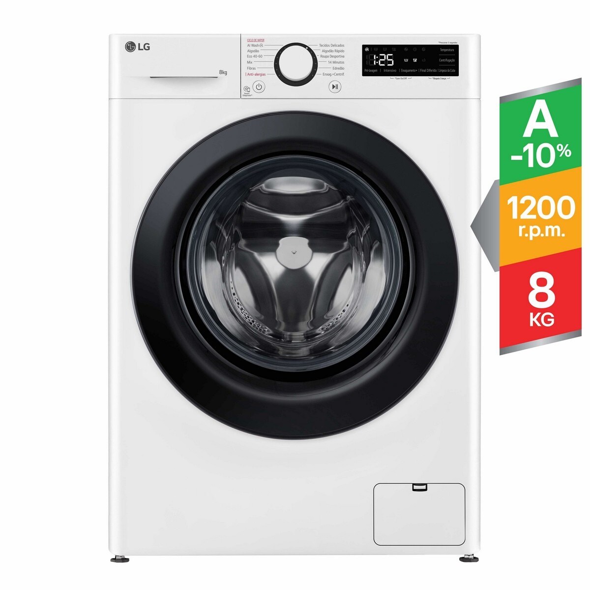 Máquina de Lavar Roupa LG Slim F2WR5S8S6W AI DD™ Carga Frontal e de 8 Kg e de 1200 rpm - Branco Branco-2