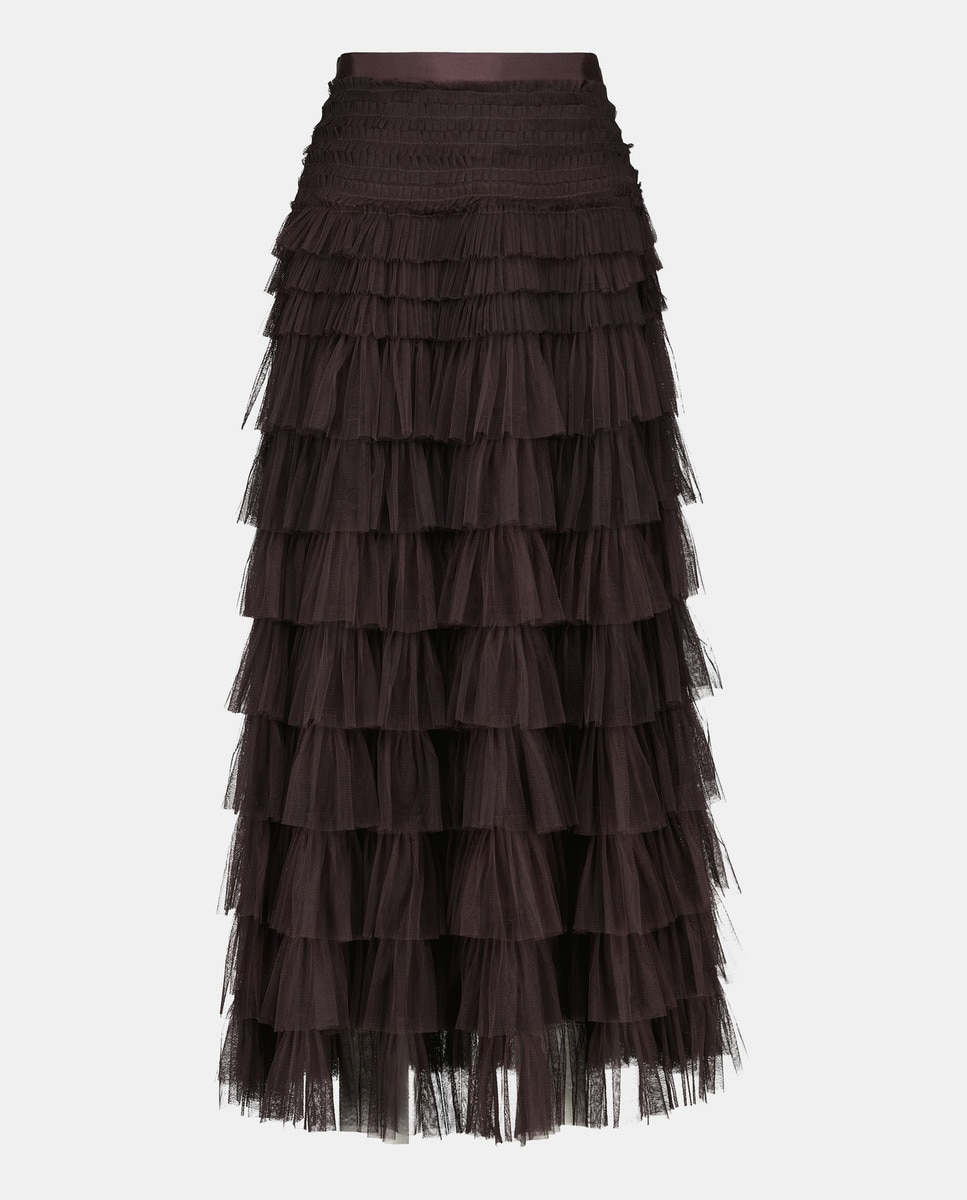 Saia midi de tule 291 Beringela-4