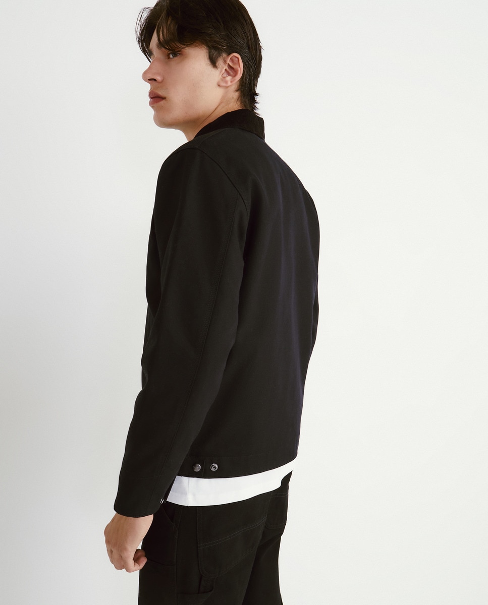 Casaco Loose Fit de Algodão Preto-7