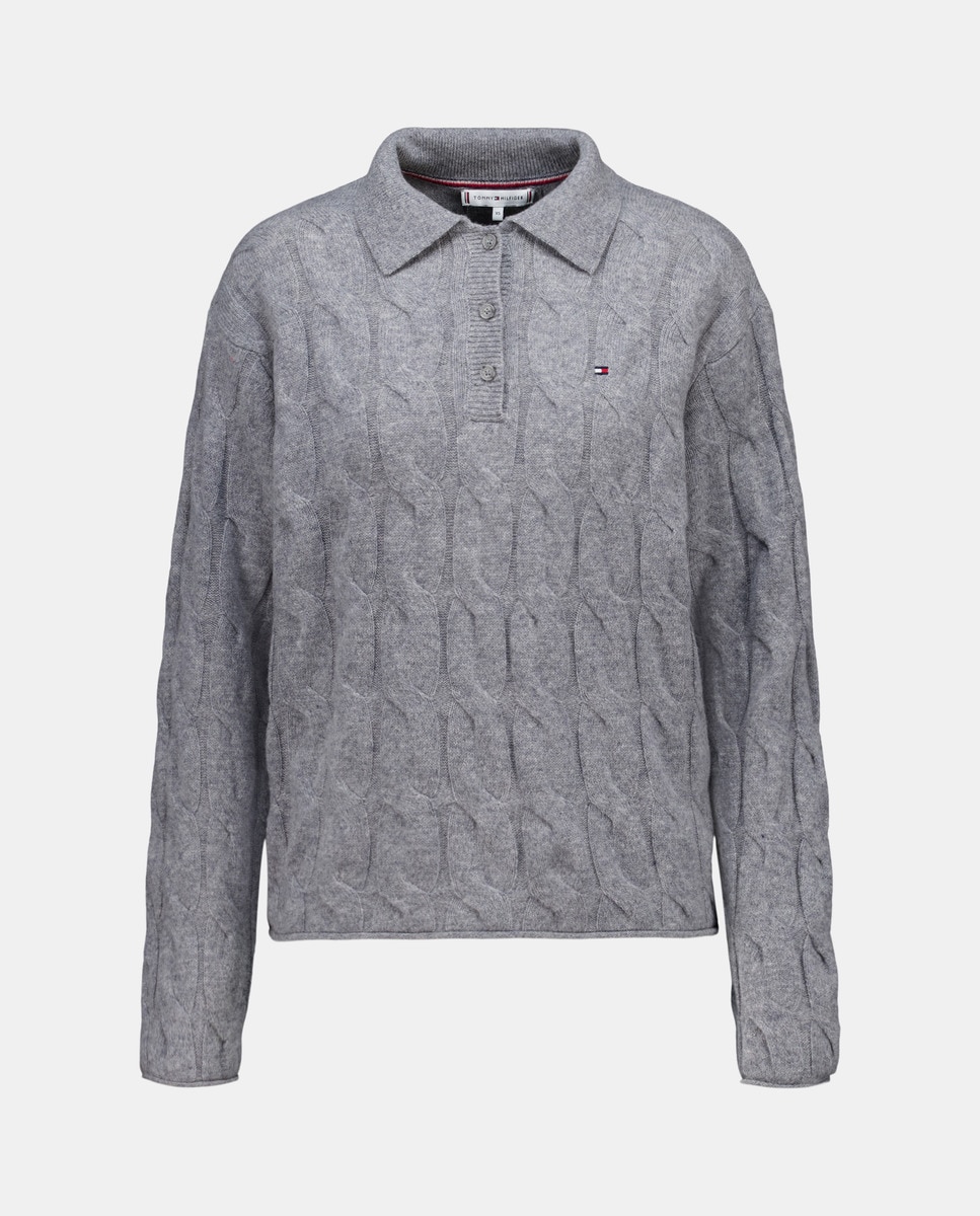 Jersey de mujer con cuello tipo polo y manga larga - Tommy Hilfiger - Gris claro Gris claro-4