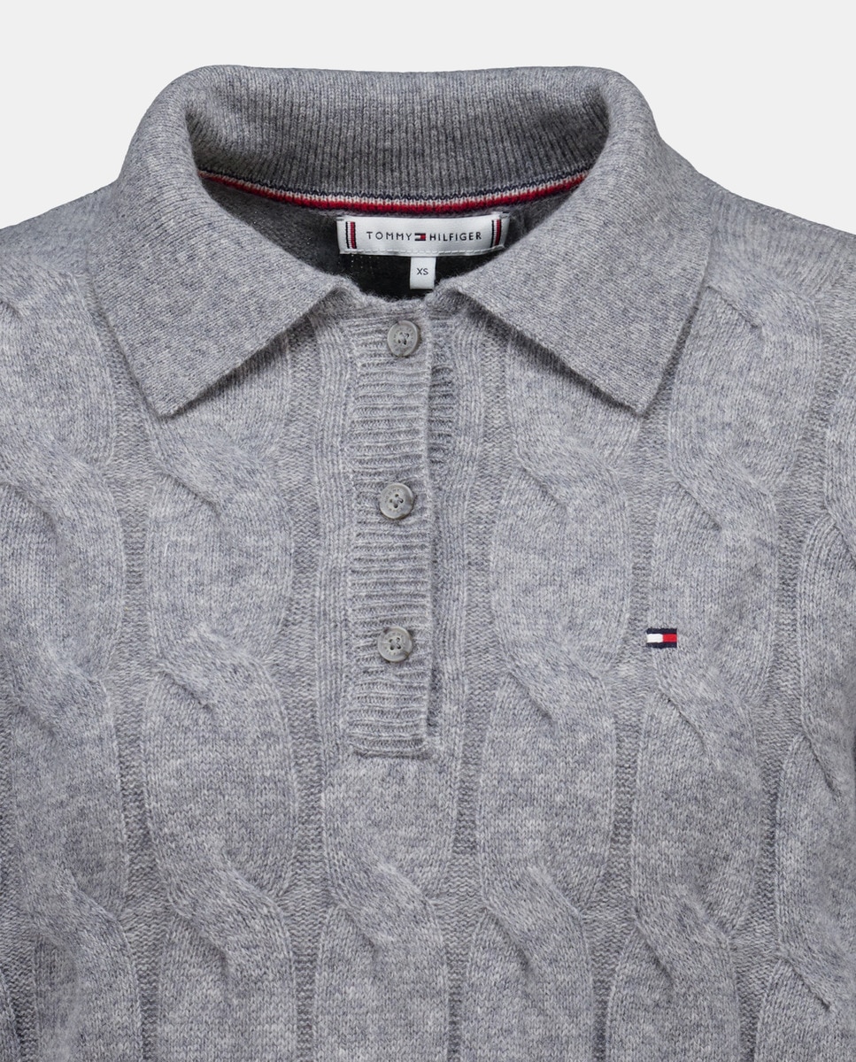 Jersey de mujer con cuello tipo polo y manga larga - Tommy Hilfiger - Gris claro Gris claro-5