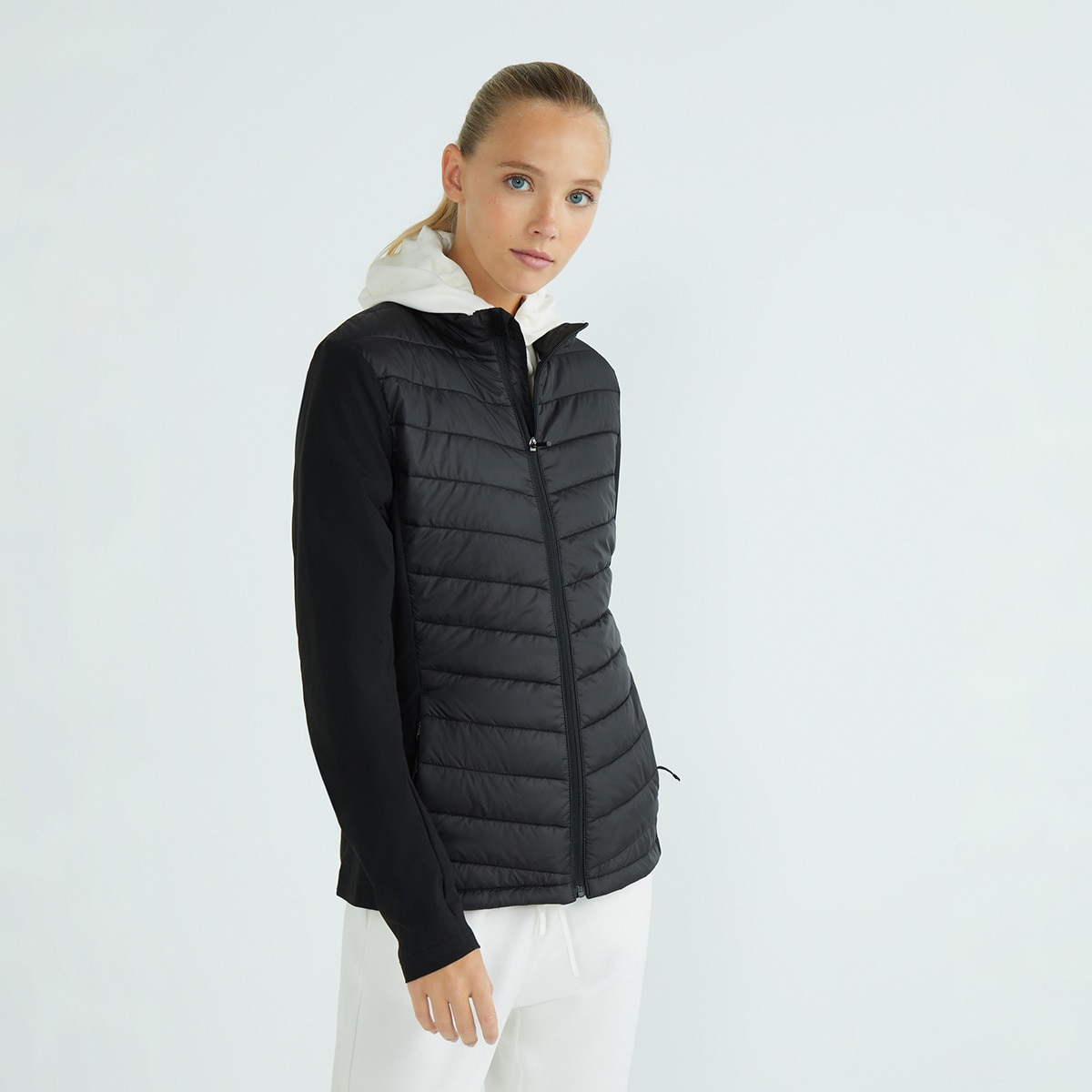 Chaqueta combinada mujer Negro-1