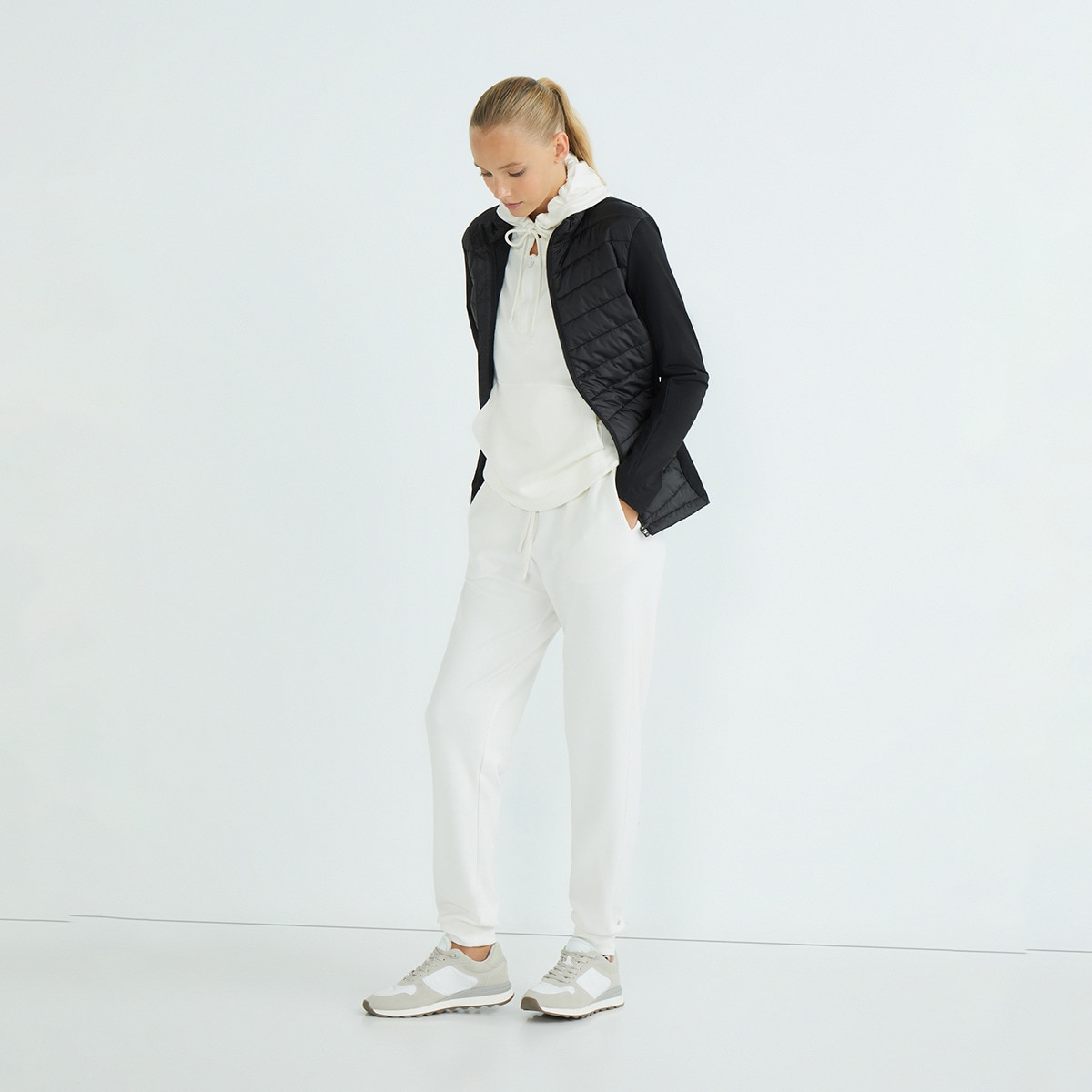 Chaqueta combinada mujer Negro-3
