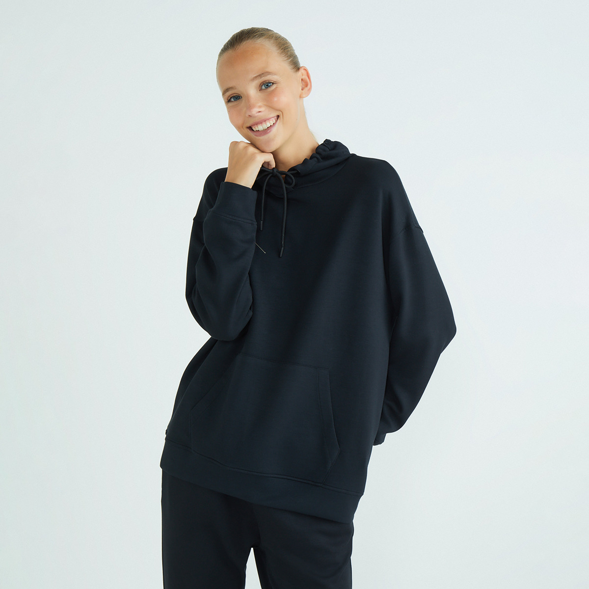 Sudadera oversize modal con capucha de mujer Antracita-1