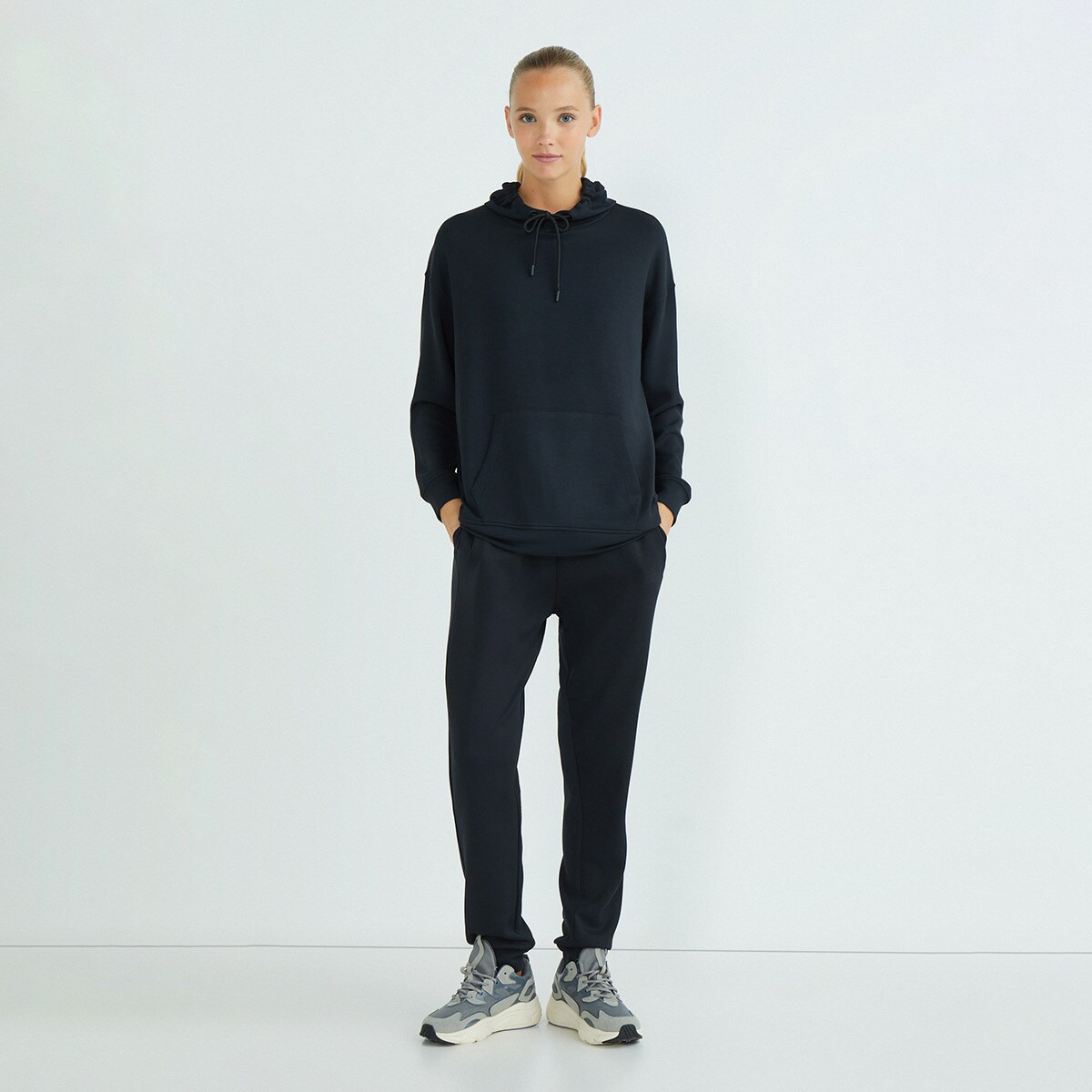 Sudadera oversize modal con capucha de mujer Antracita-3