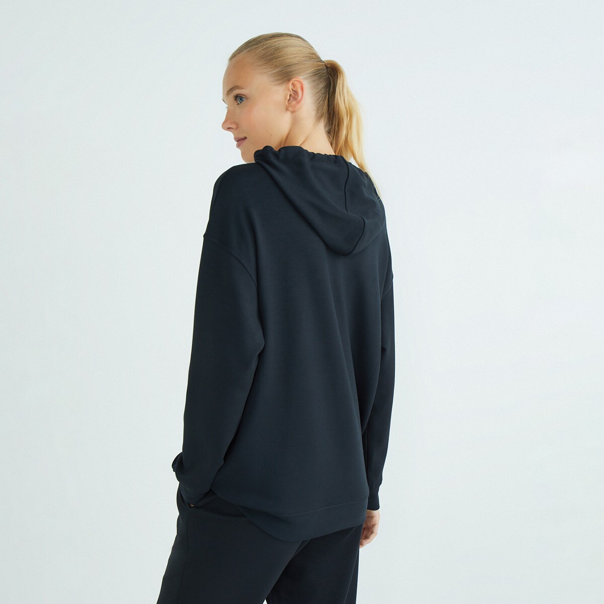 Sudadera oversize modal con capucha de mujer Antracita-2