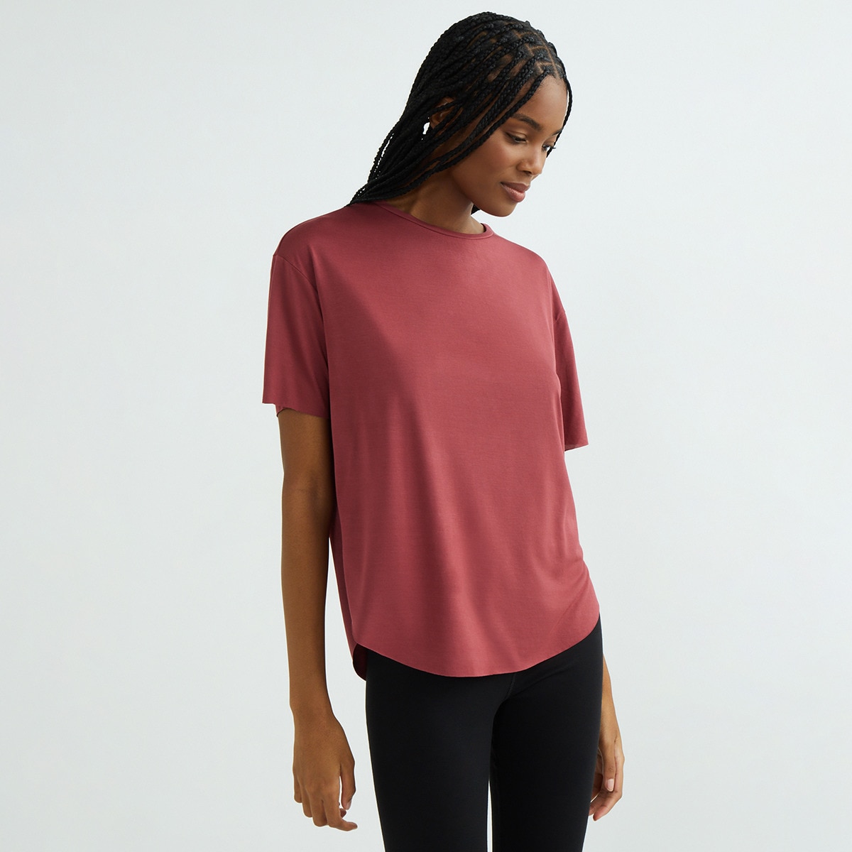 Camiseta manga corta suelta mujer Teja-1
