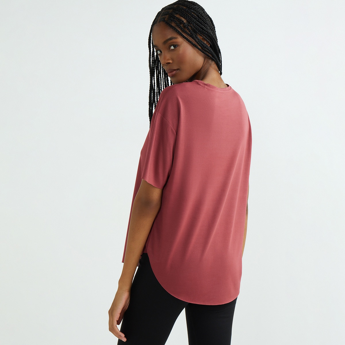 Camiseta manga corta suelta mujer Teja-2