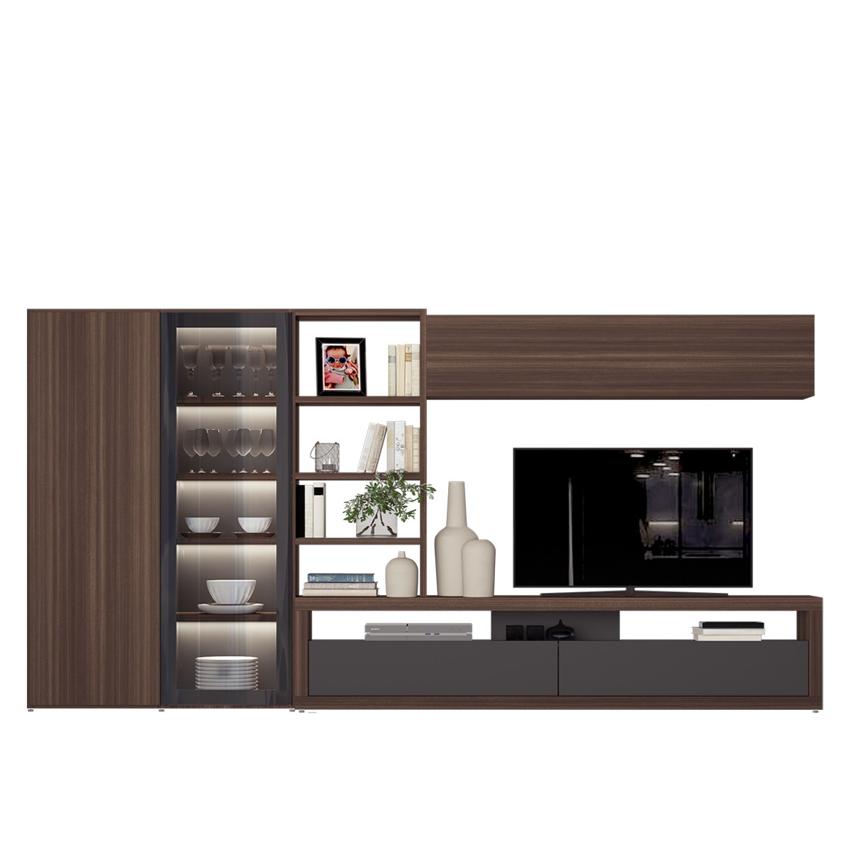 Móvel de Sala 360 cm Qubic New 2.0 Madeira / Antracite-1