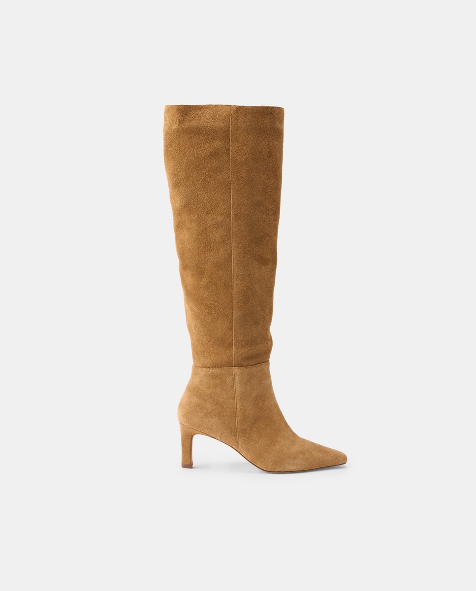 Botas com Salto e Efeito Enrugado Castanho-1