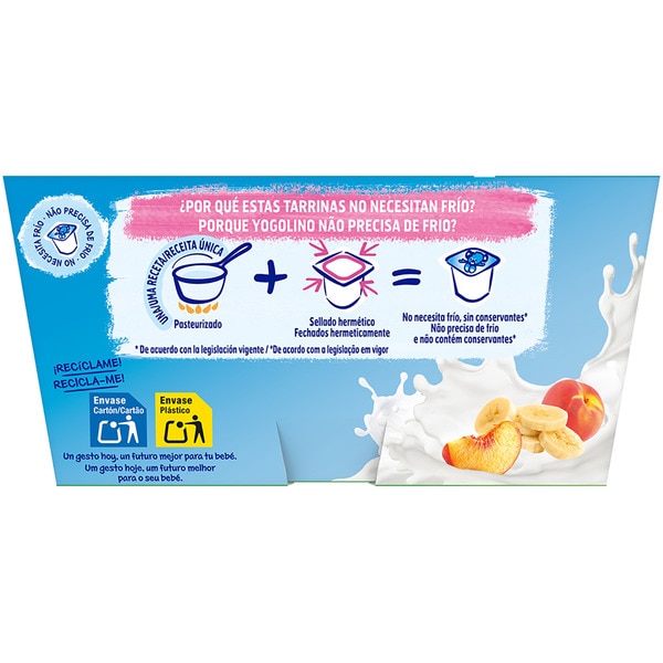 Milchdessert mit Banane und Pfirsich, glutenfrei, ab 6 Monaten, 4er-Pack Schalen 100 g ohne Palmöl