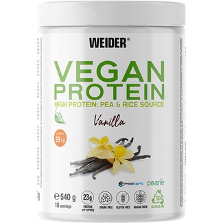Vegan Protein de guisante y arroz sabor vainilla sin lactosa y sin gluten envase 540 g - Weider