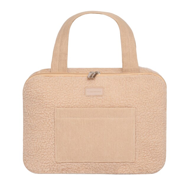 Imagem 0 de Necessaire multiusos pendurar Flamingueo de tecido Teddy castanho