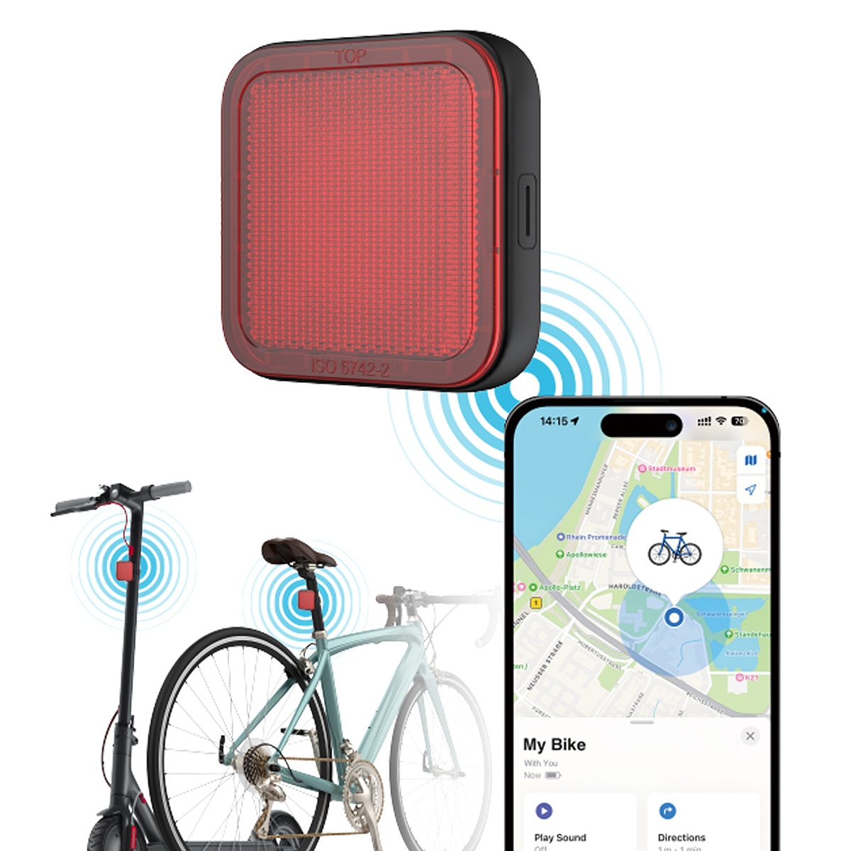 Localizador para bicicletas o patinetes T'nB Umatag Rojo-5