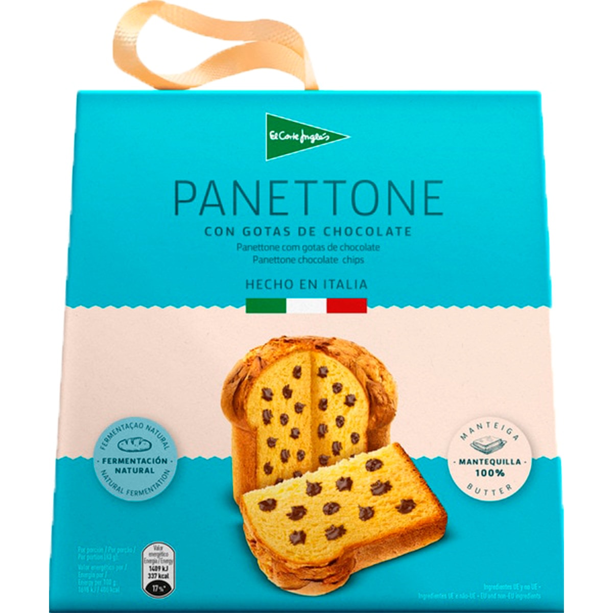Panettone Gotas de Chocolate embalagem 750 g