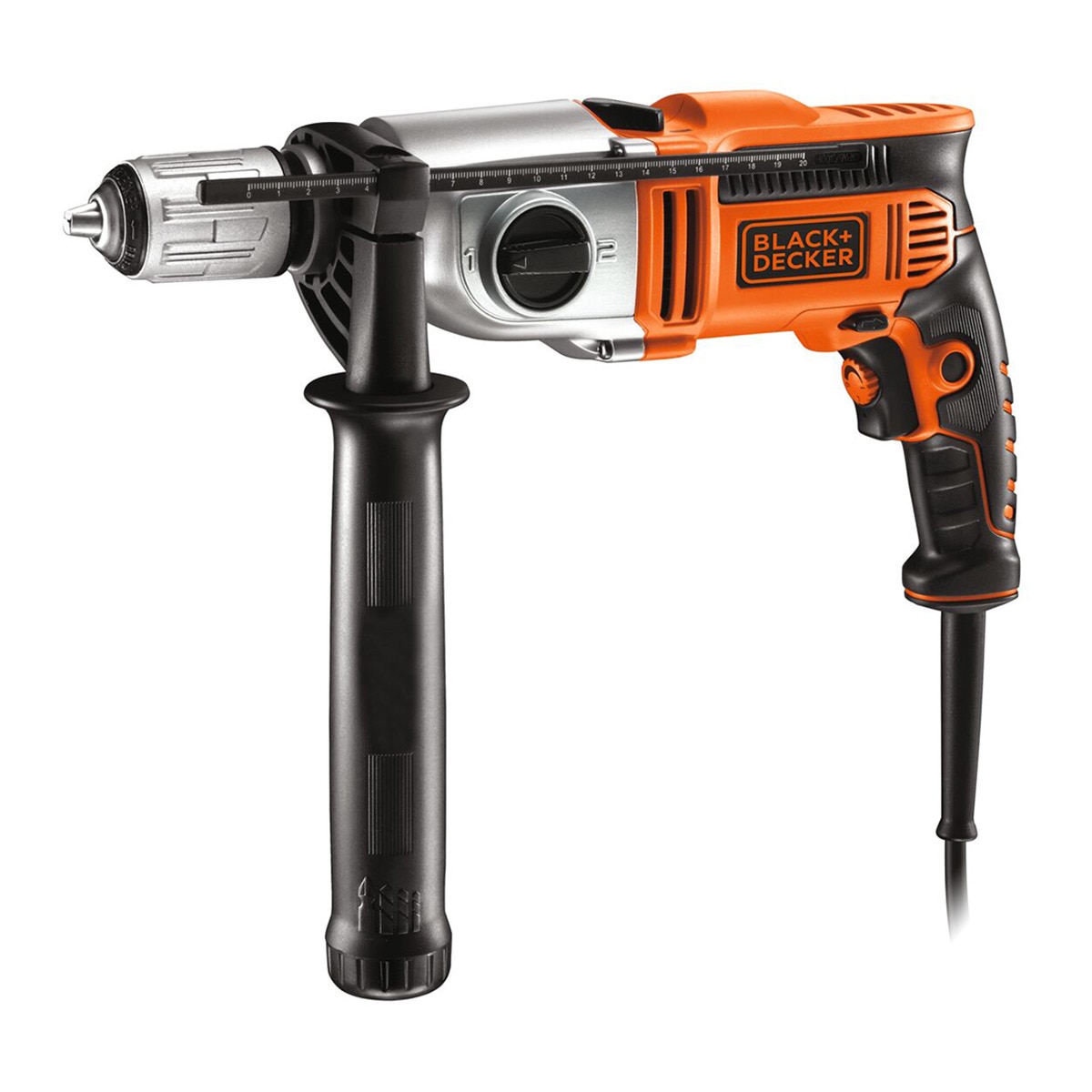 Taladro Percutor Eléctrico con cable a red 910W con Maletín Naranja / Negro-1