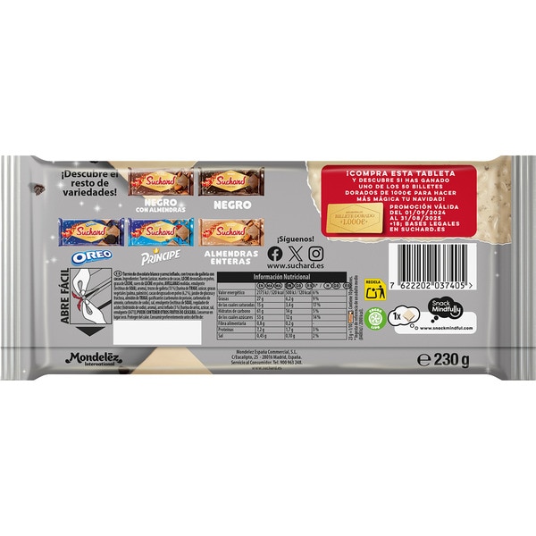 Knuspriger weißer Schokoladen-Turrón mit Oreo-Keksen Premiumqualität Tafel 230 g