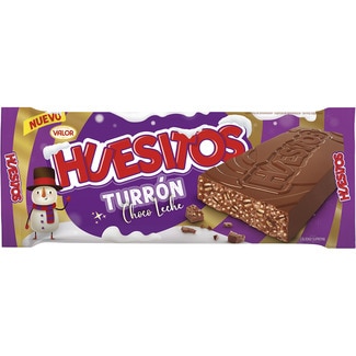 turrón de chocolate con leche con trocitos de barquillo y arroz inflado tableta 200 g - Valor Huesitos