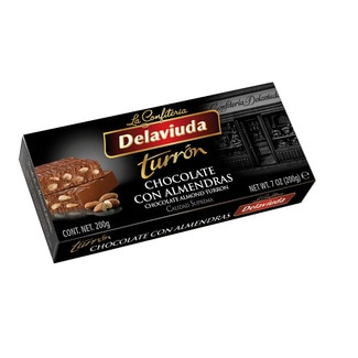 turrón praliné de chocolate con almendras Calidad Suprema tableta 200 g - Delaviuda