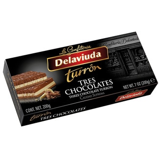 turrón tres chocolates Calidad Suprema tableta 200 g - Delaviuda