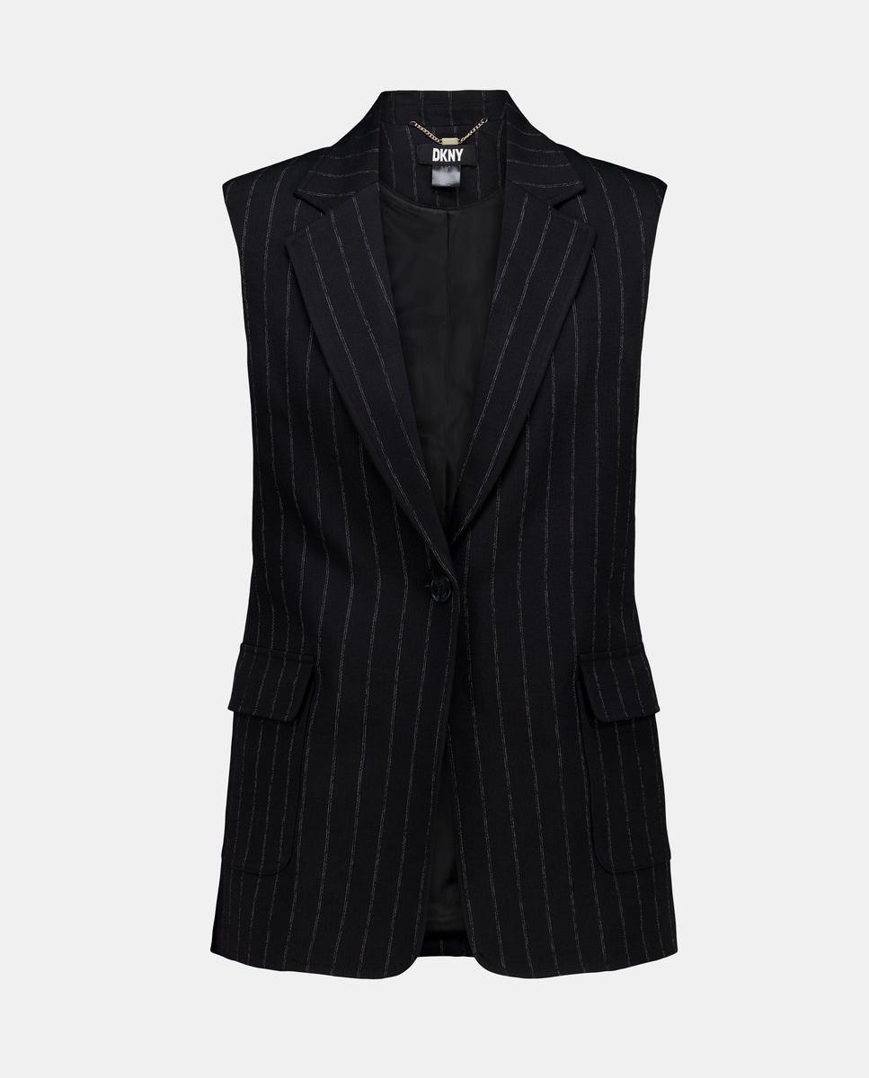 Blazer sem Mangas 3/4 com Botões Preto-4