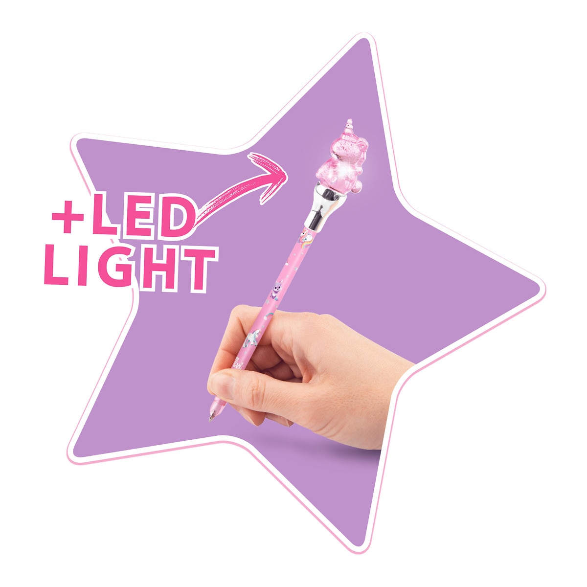Bolígrafo con unicornio y luz Ylvi 4