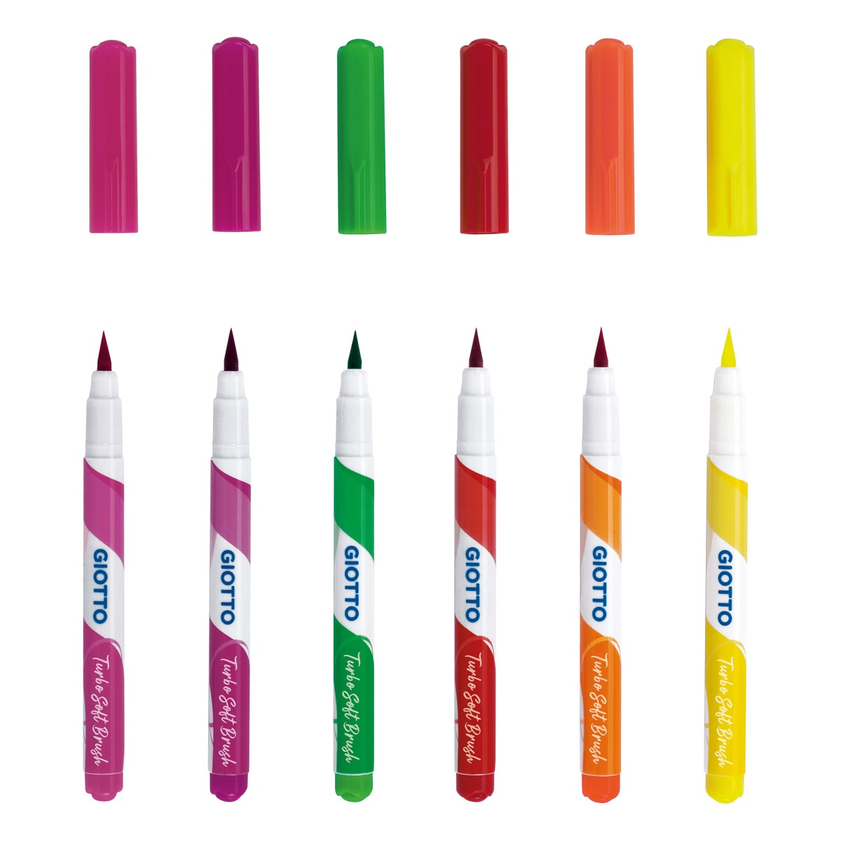 Pack 6 Rotuladores con punta de pincel fluo Turbo Soft Brush Giotto Multicolor-2