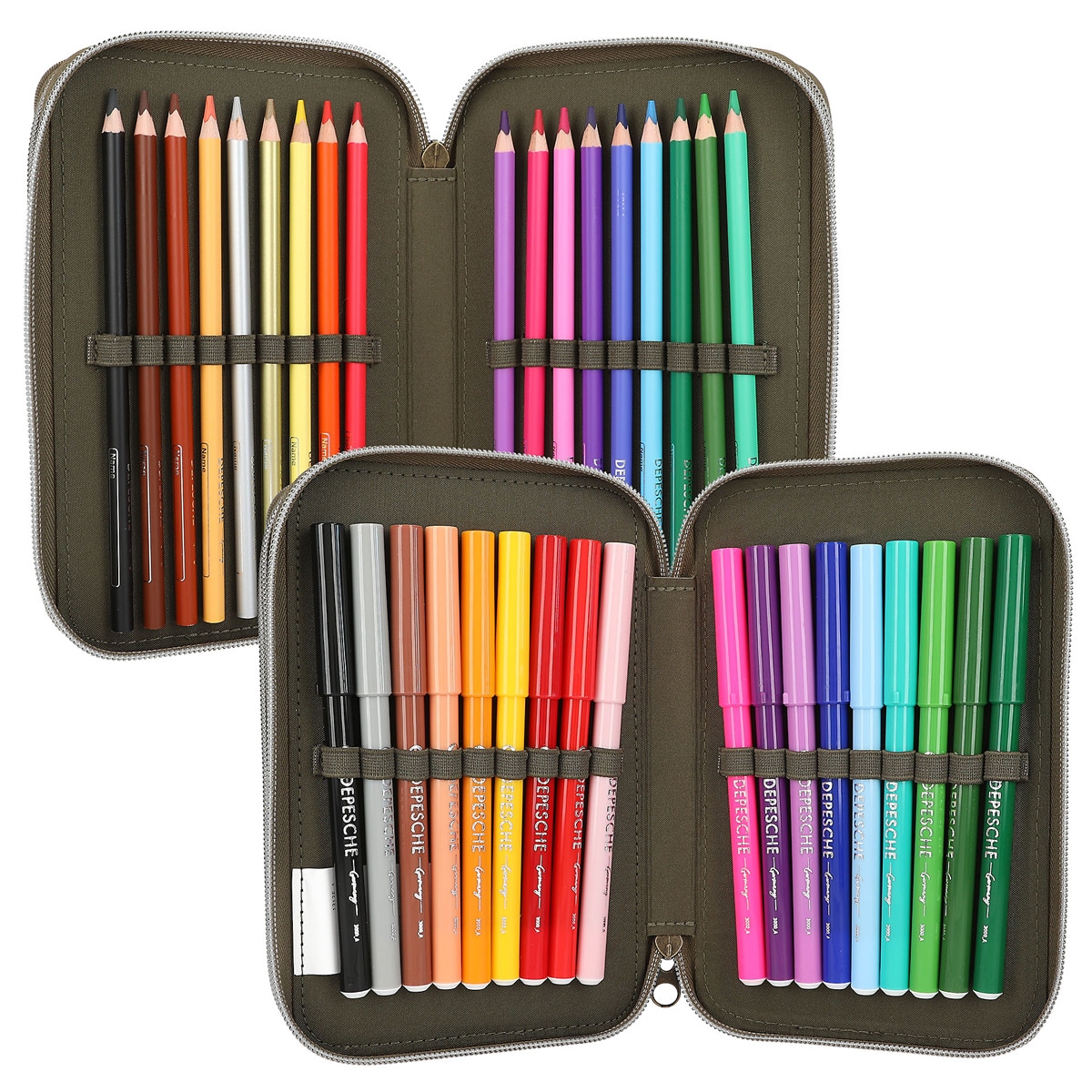 Estuche triple verde Dino World 5
