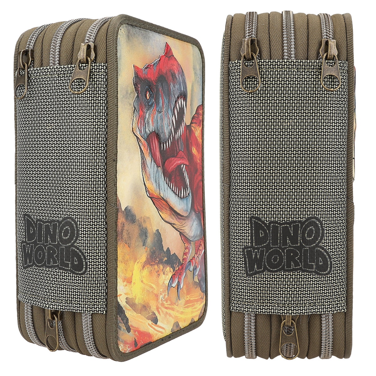 Estuche triple verde Dino World 3