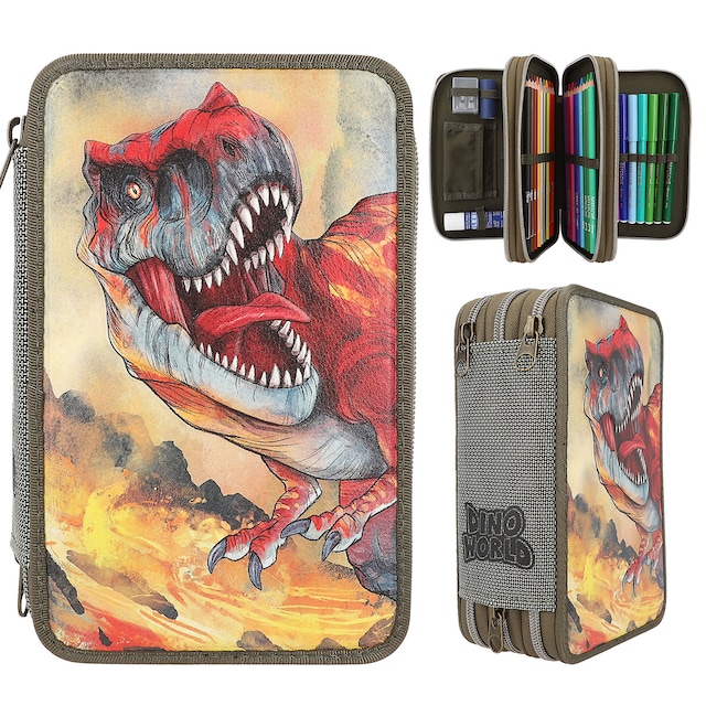 Imagen 0 de Estuche triple verde Dino World