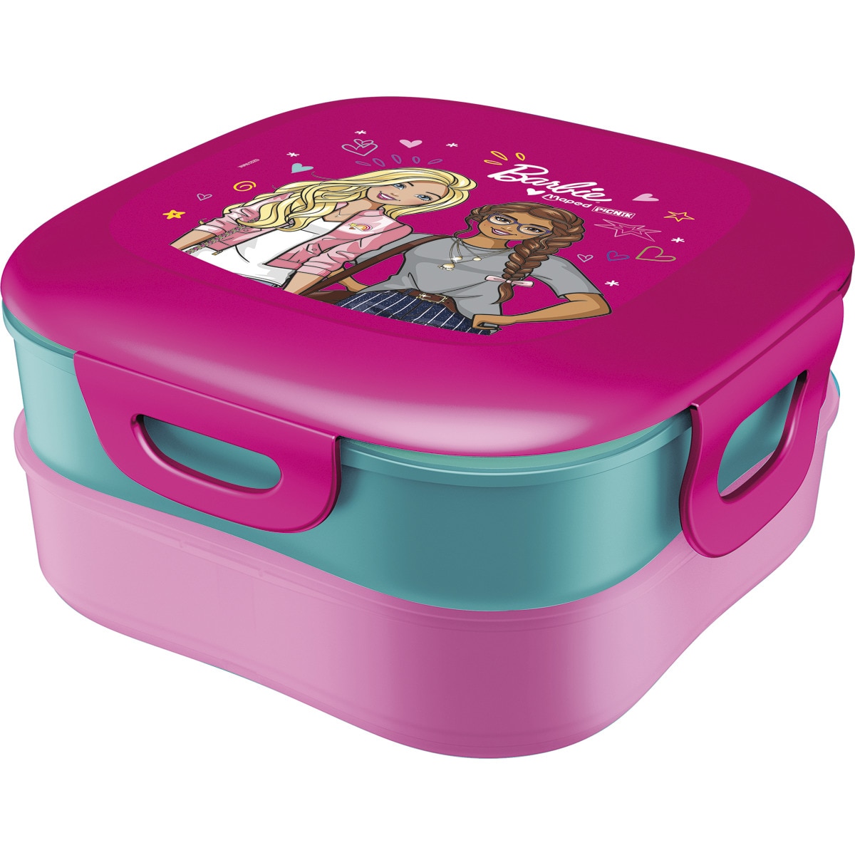 Contenedor 2 compartimentos Barbie Maped Rosa-1