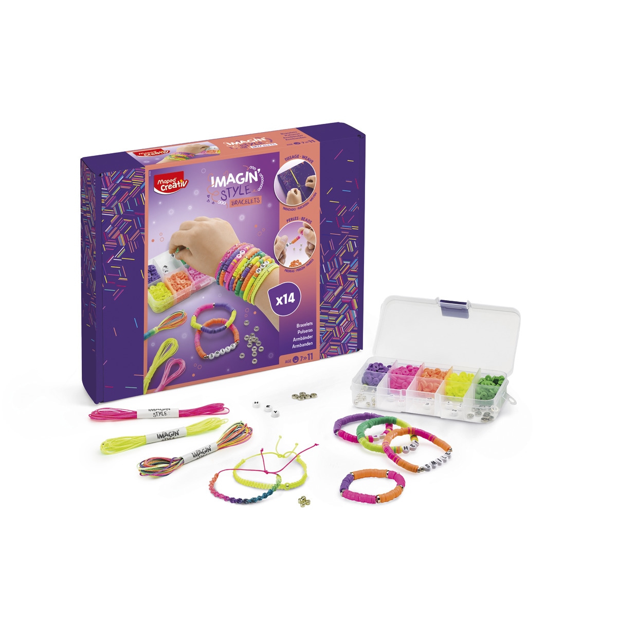 Confección pulseras con tejido y perlas Maped 2