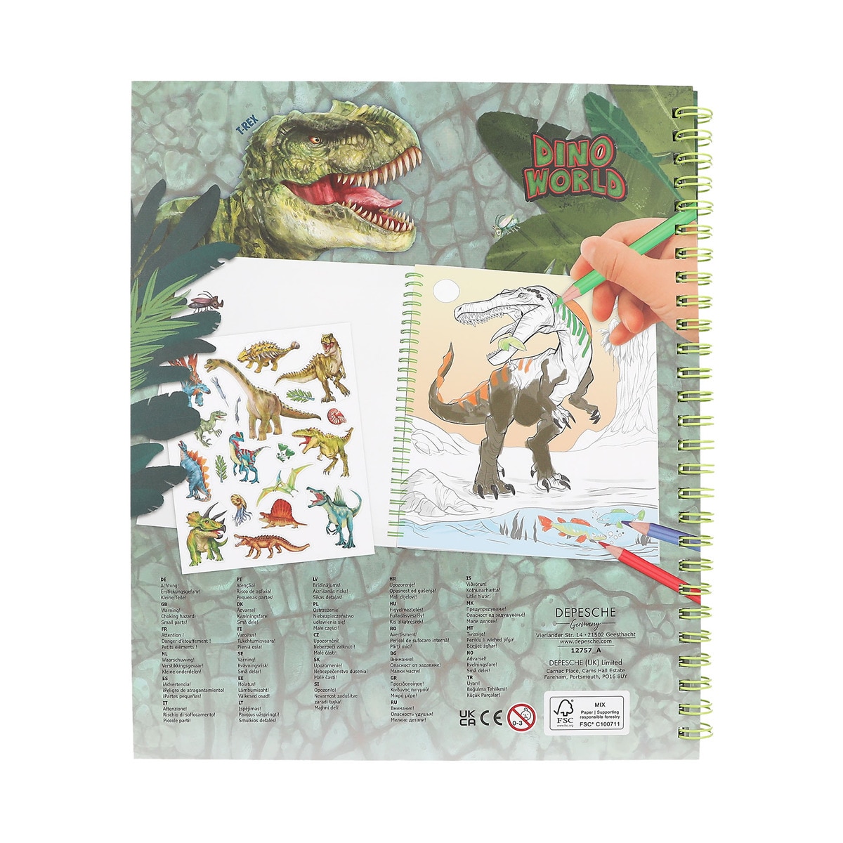 Libro colorear con lentejuelas Dino World 6