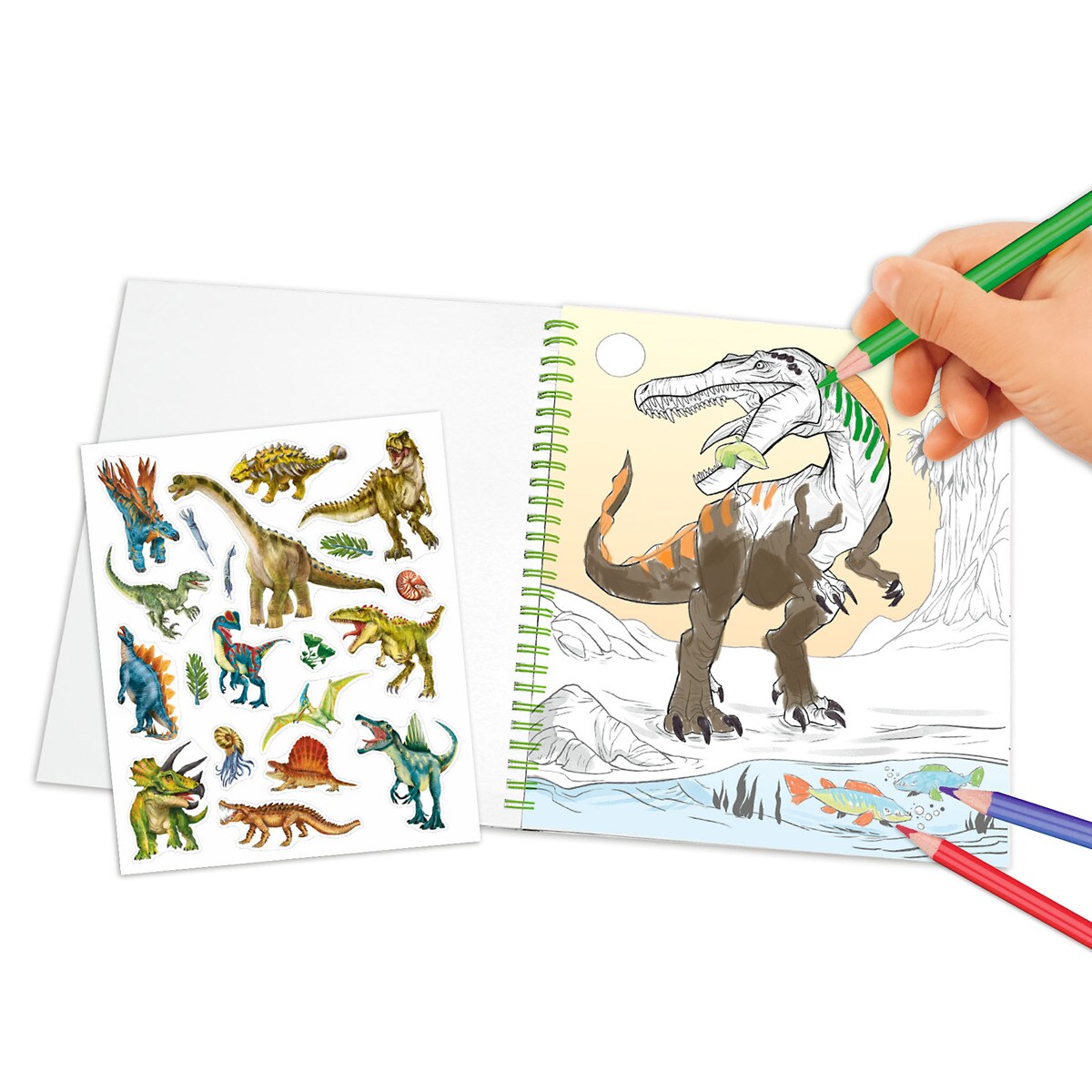 Libro colorear con lentejuelas Dino World 4