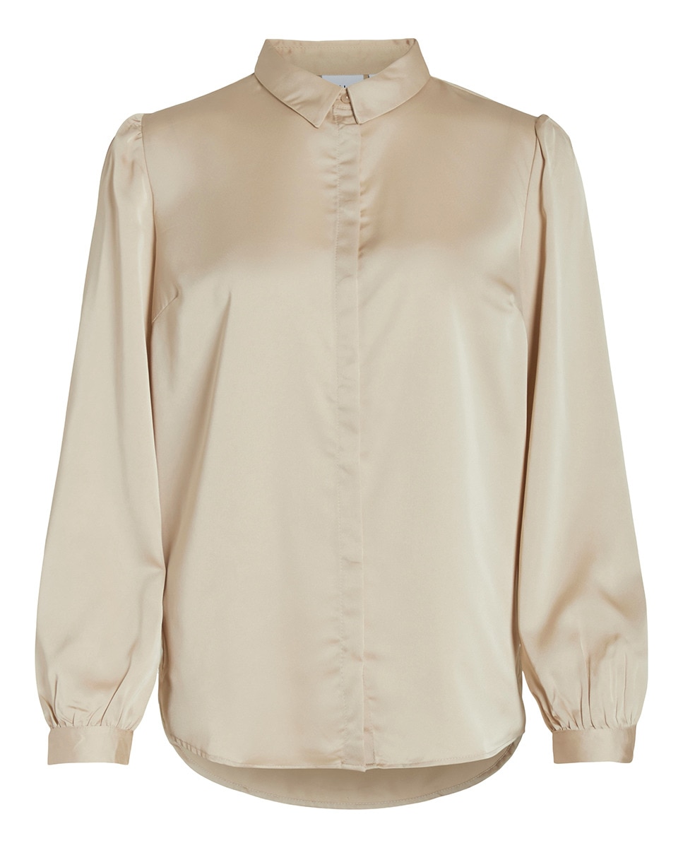 Camisa acetinada de mulher Natural-4