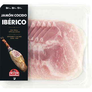 jamón cocido ibérico 50% raza ibérica en lonchas sin gluten sin lactosa envase 100 g - Mrm