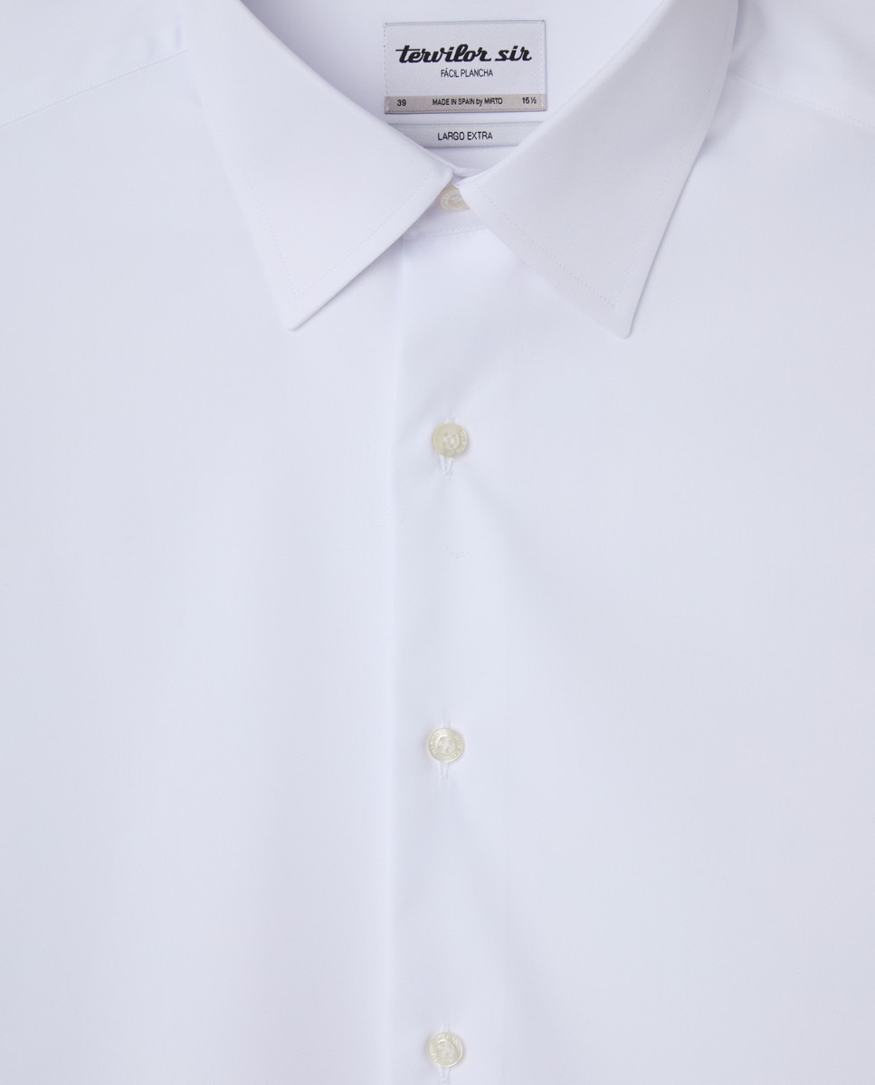 Camisa Tervilor Sir Fácil de Engomar e de Comprimento Extra Branco-5