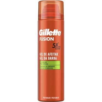 5 gel de afeitar Ultra Sensitive con aceite de almendras spray 200 ml para piel sensible - Gillette Fusion