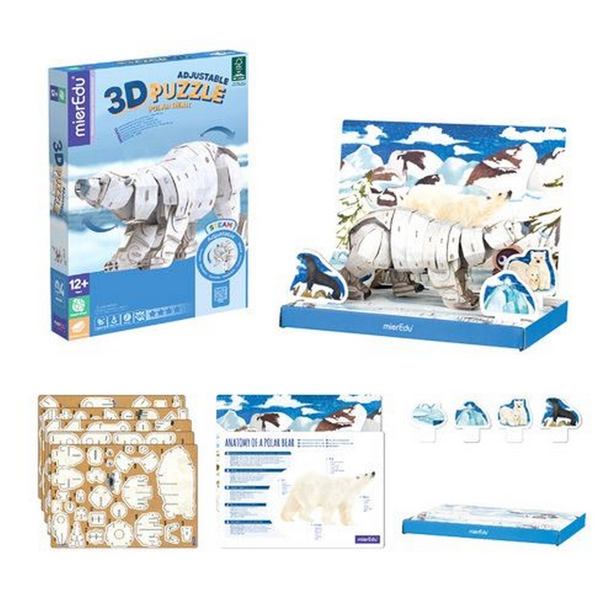 Puzzle Eco 3D MierEdu Urso Polar 130 Peças 6