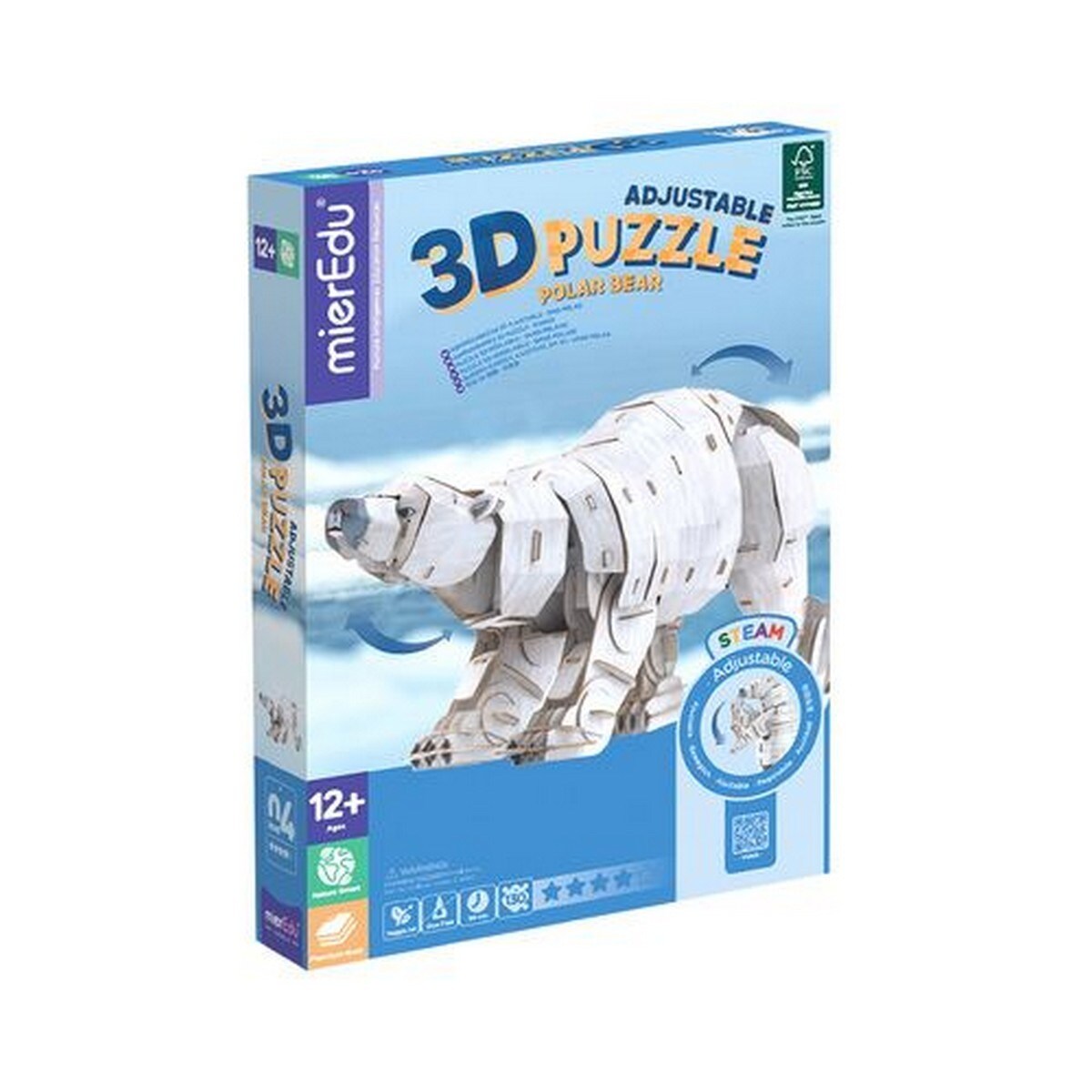 Puzzle Eco 3D MierEdu Urso Polar 130 Peças 3