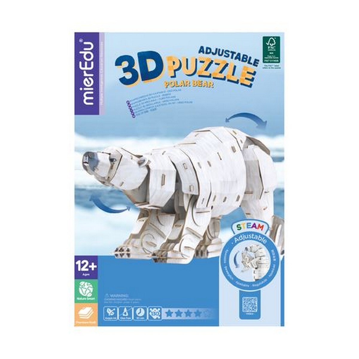 Puzzle Eco 3D MierEdu Urso Polar 130 Peças 2