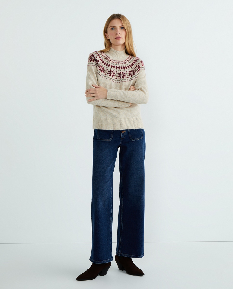 Pantalón de mujer campana Azul marino-1